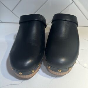 J Crew black wooden clogs